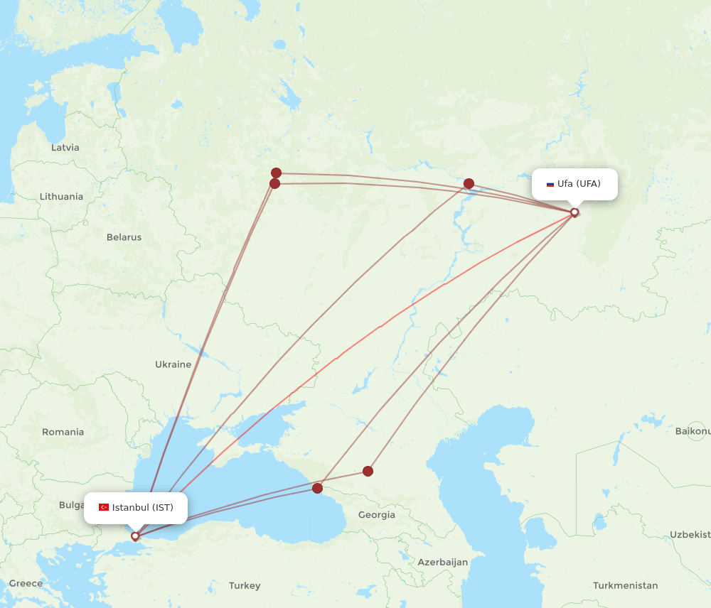 IST-UFA flight routes
