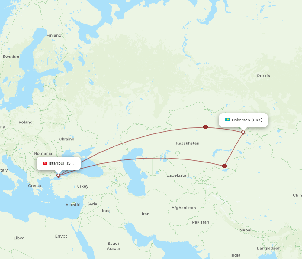 IST-UKK flight routes