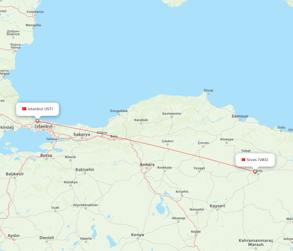 IST-VAS flight routes