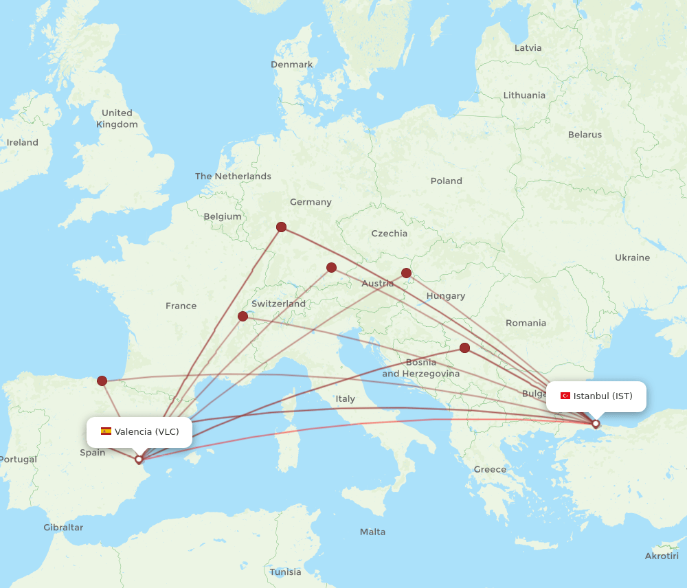 IST-VLC flight routes
