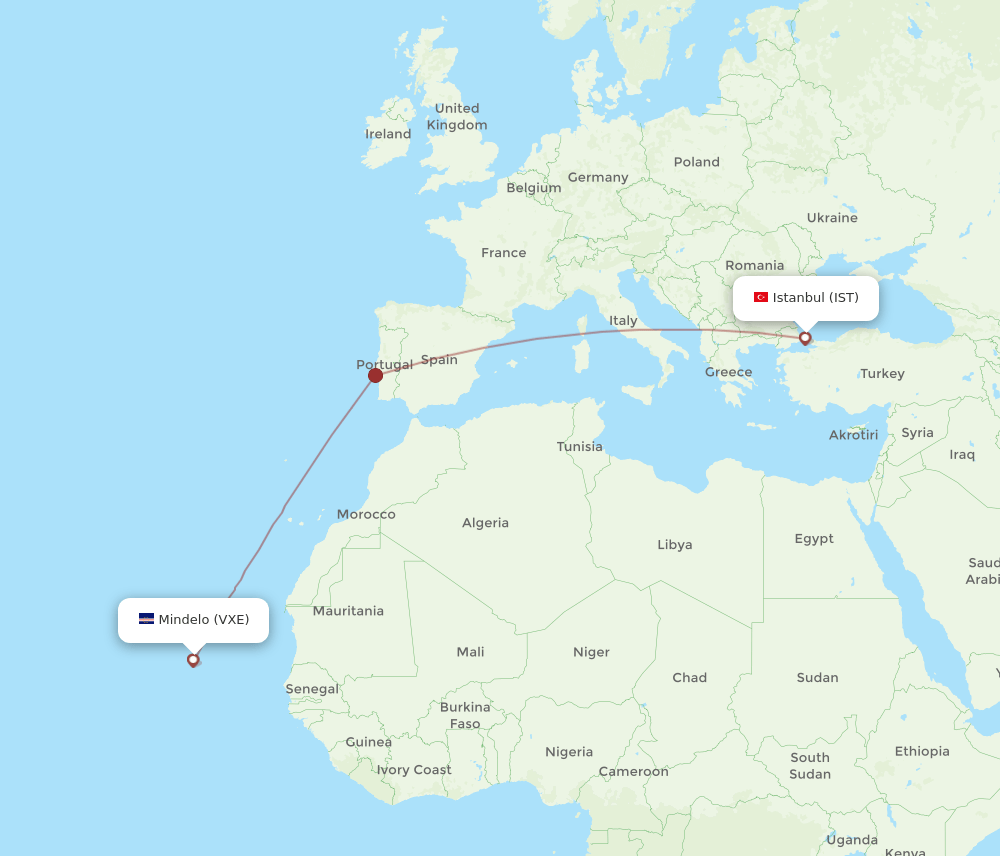 IST-VXE flight routes