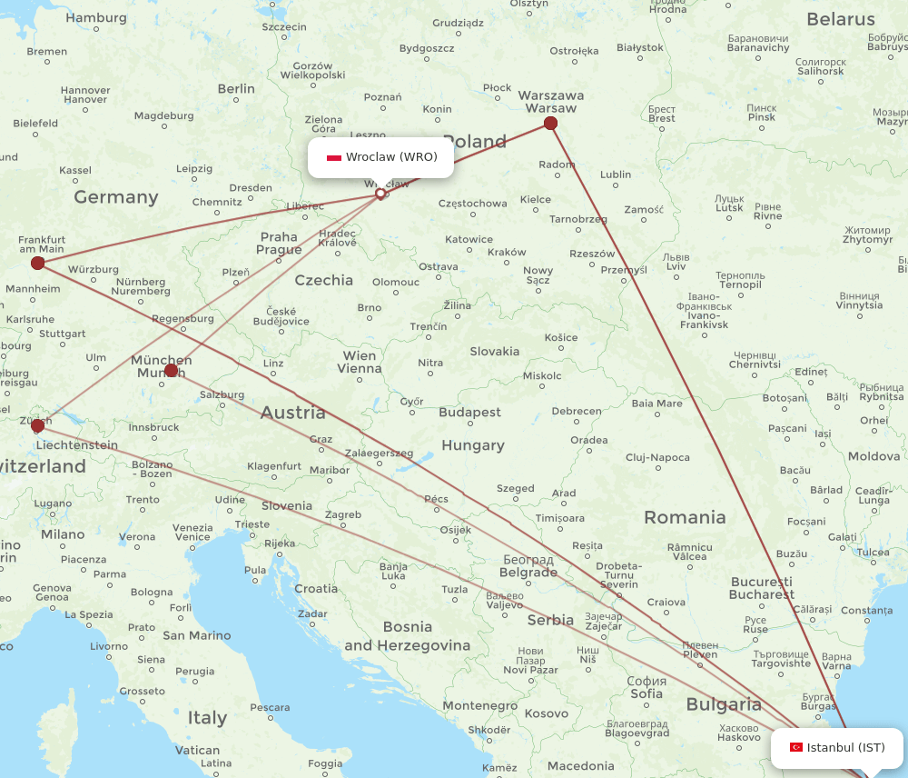 IST-WRO flight routes