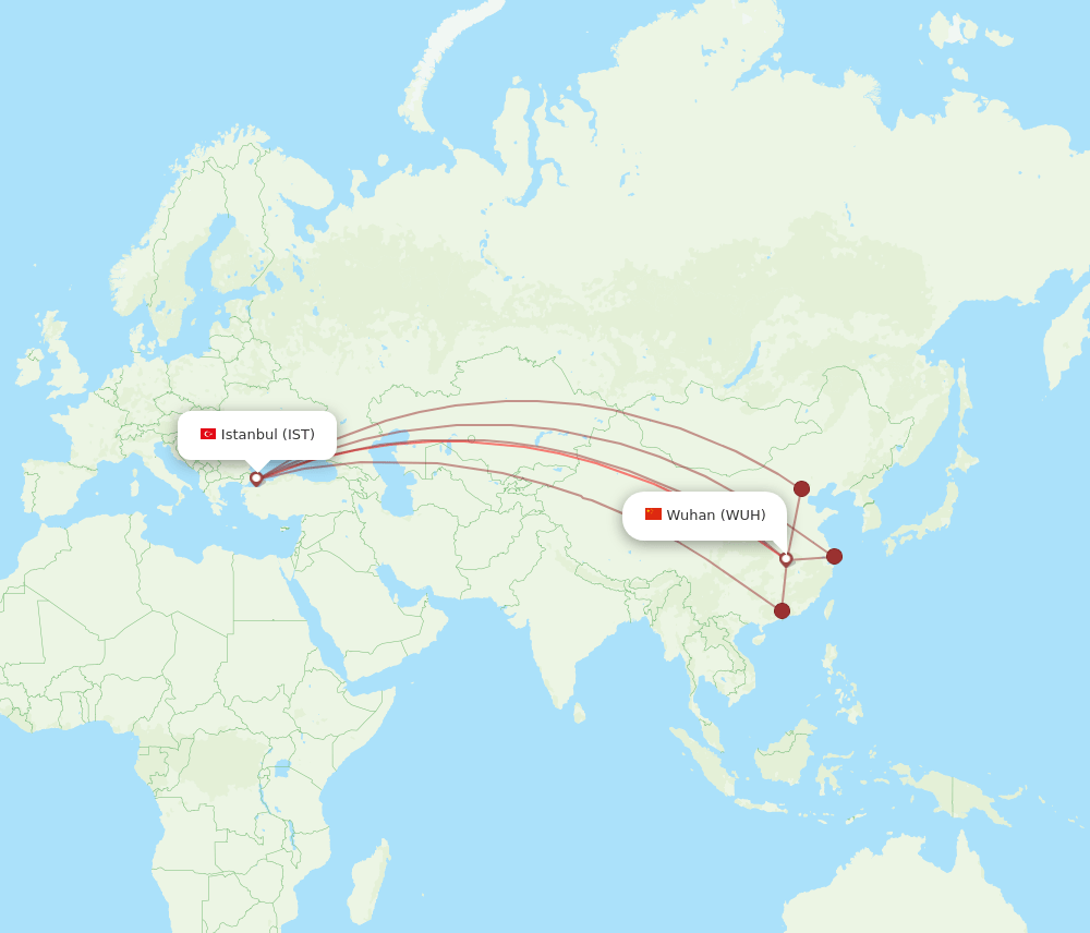 IST-WUH flight routes
