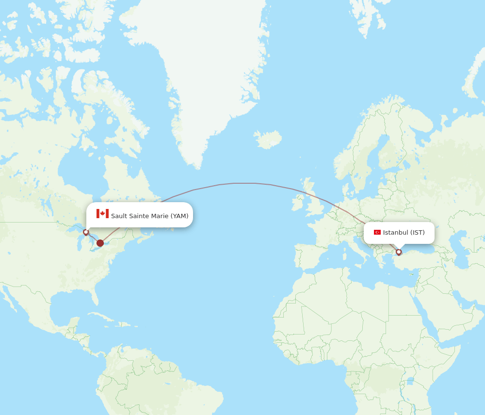 IST-YAM flight routes