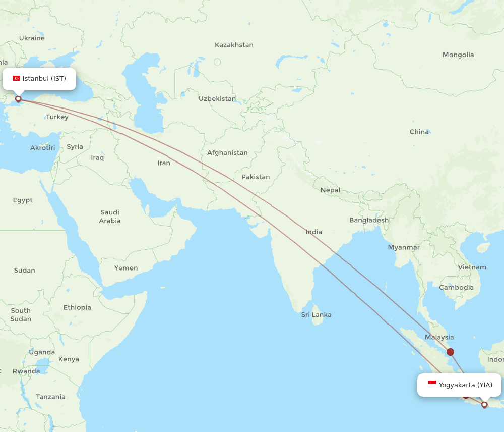 IST-YIA flight routes