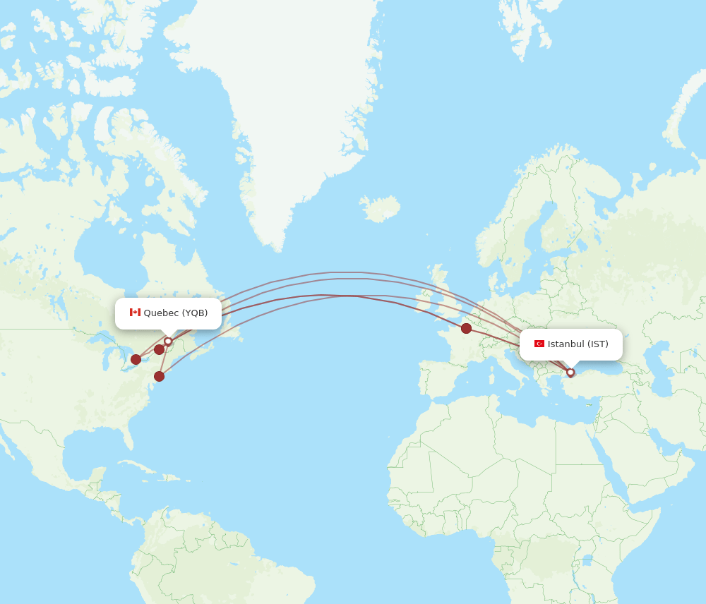IST-YQB flight routes