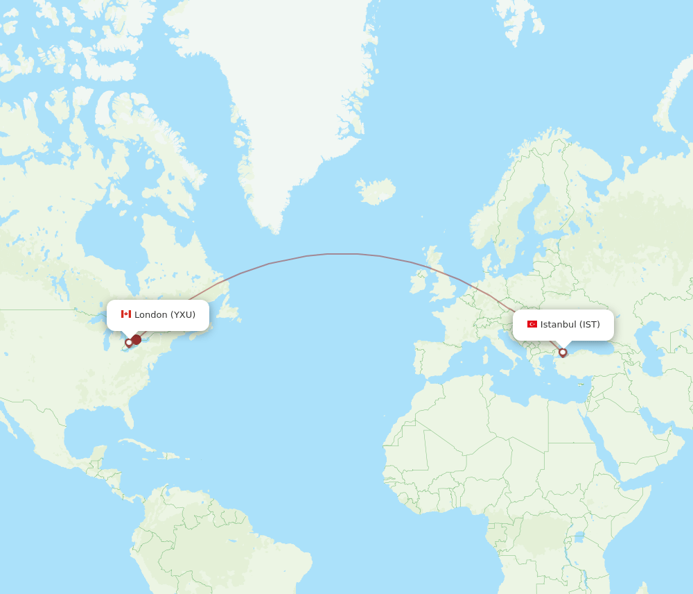 IST-YXU flight routes