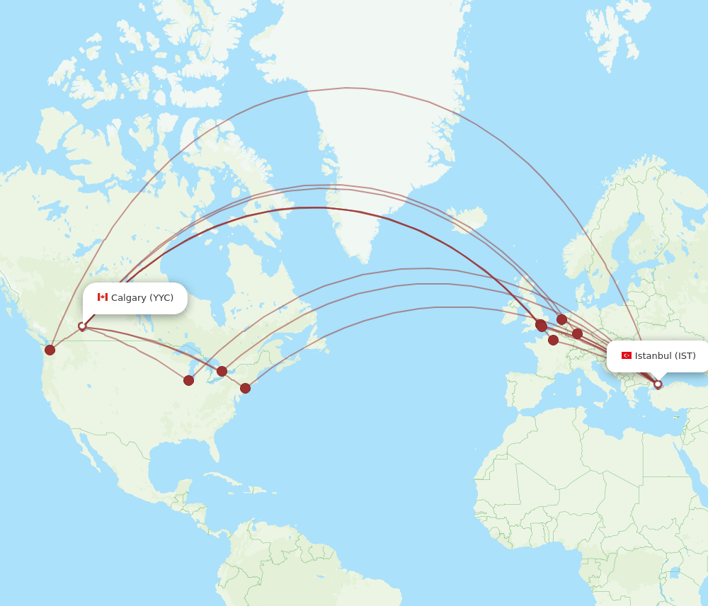 IST-YYC flight routes