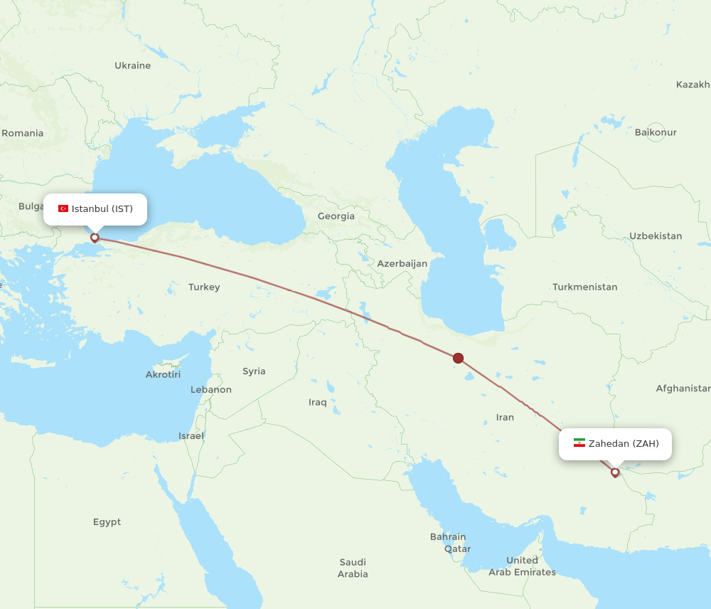 IST-ZAH flight routes