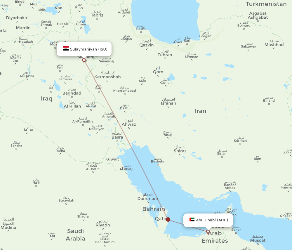ISU-AUH flight routes