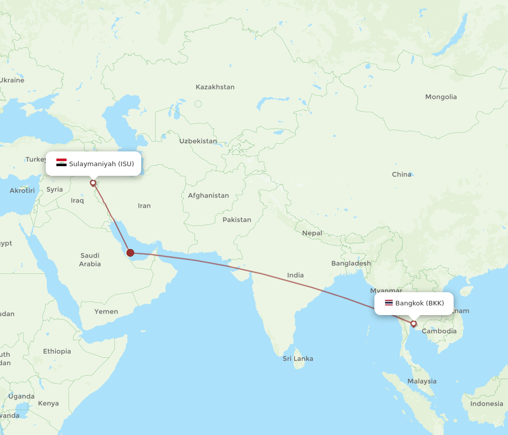 ISU-BKK flight routes