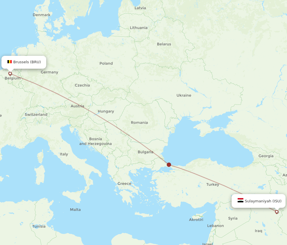 ISU-BRU flight routes