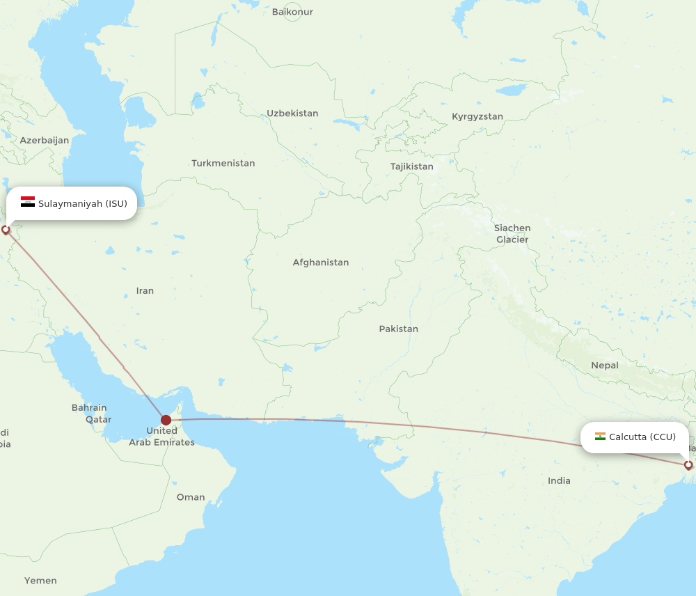 ISU-CCU flight routes