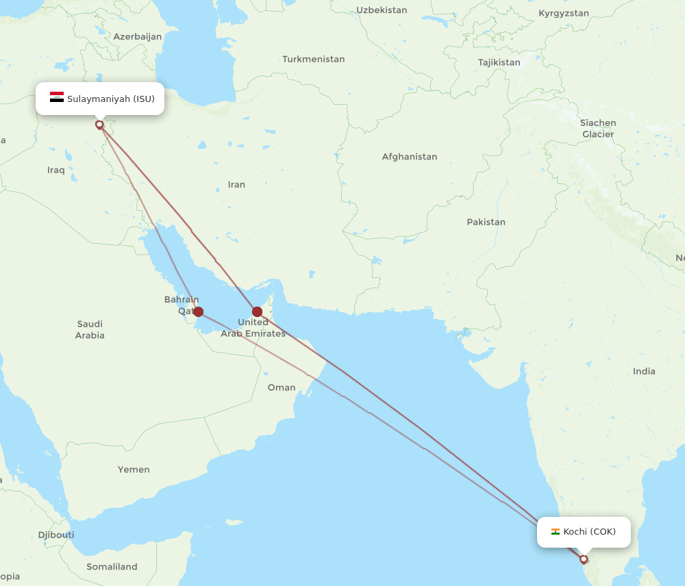 ISU-COK flight routes