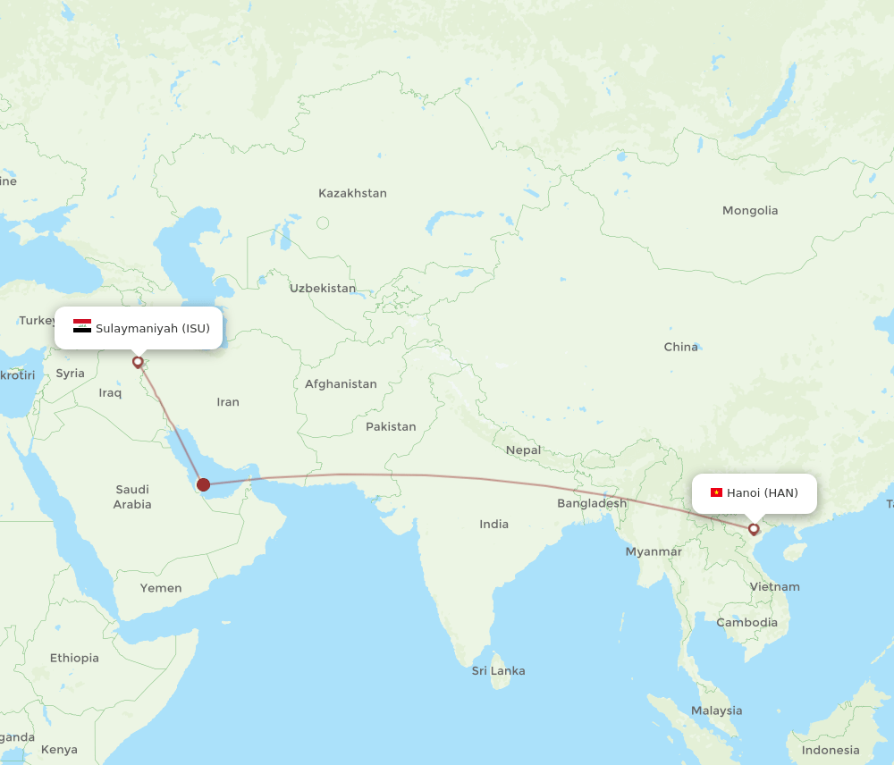 ISU-HAN flight routes