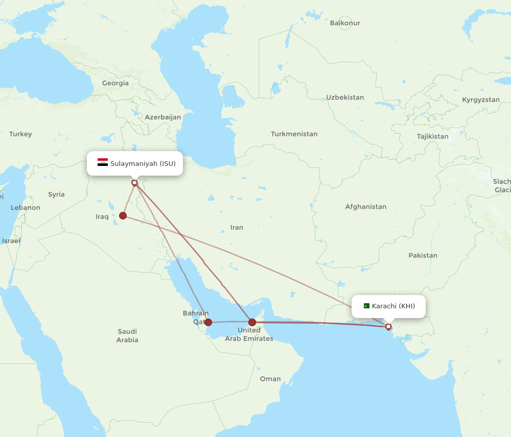 ISU-KHI flight routes
