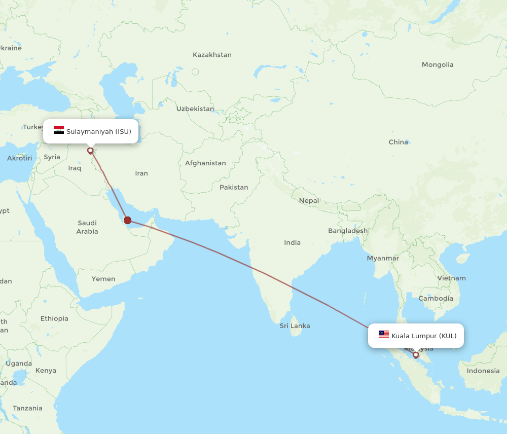 ISU-KUL flight routes