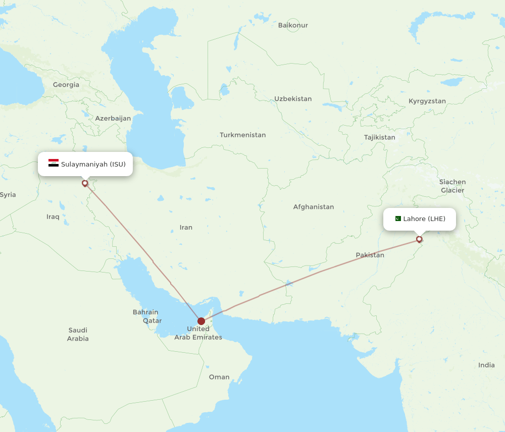 ISU-LHE flight routes