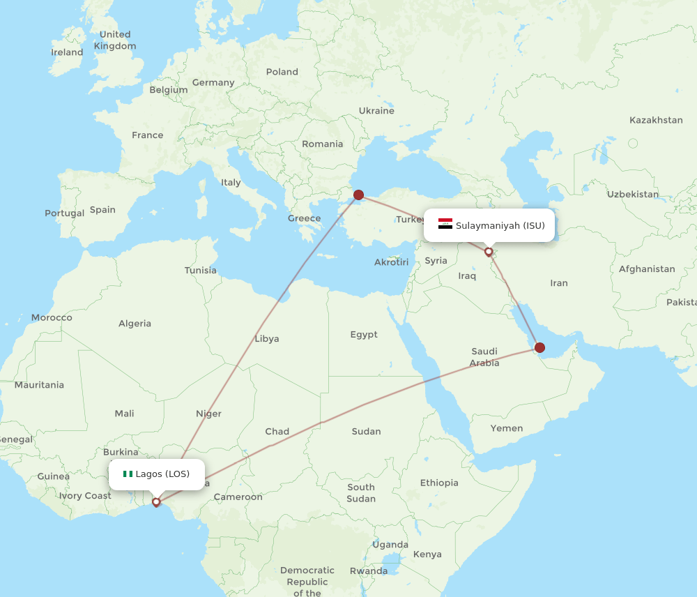 ISU-LOS flight routes