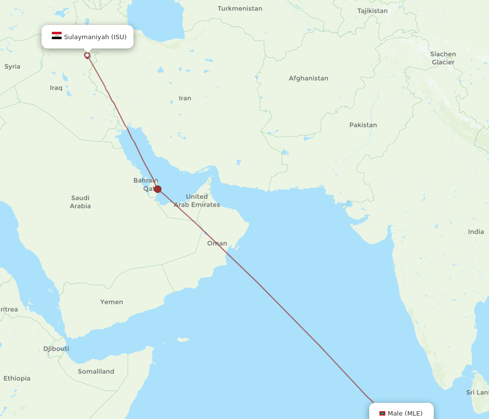 ISU to MLE flights and routes map