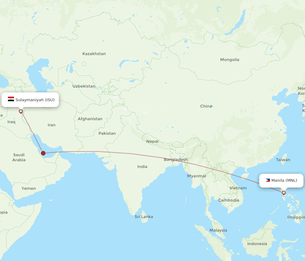 ISU-MNL flight routes