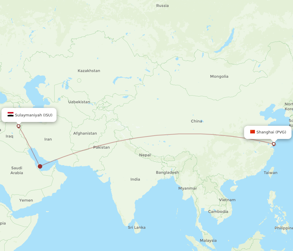 ISU-PVG flight routes