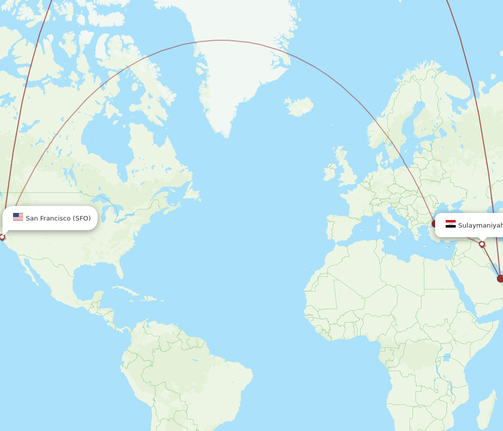 ISU-SFO flight routes