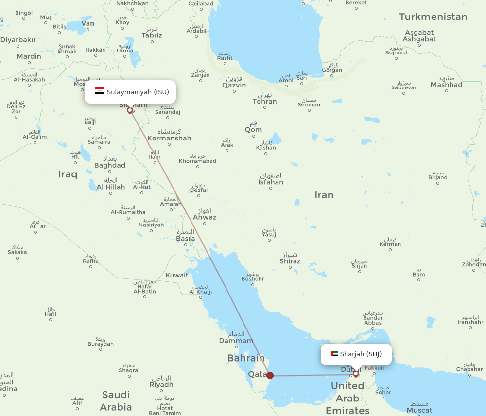 ISU to SHJ flights and routes map