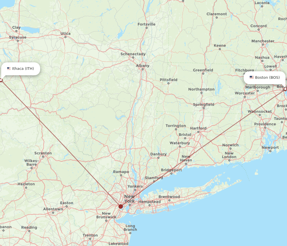 ITH-BOS flight routes