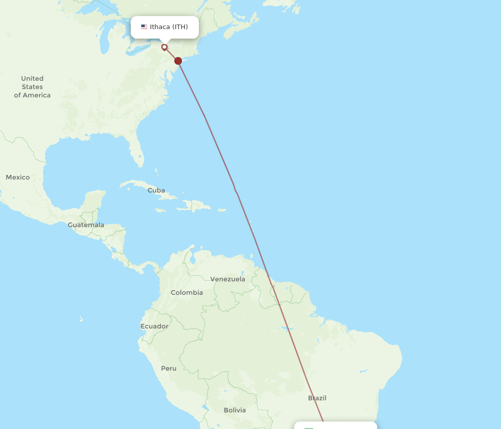 ITH-GRU flight routes