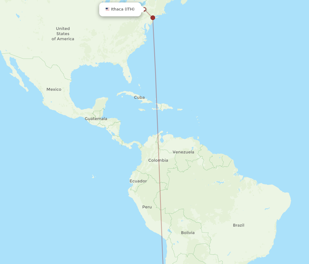ITH-SCL flight routes