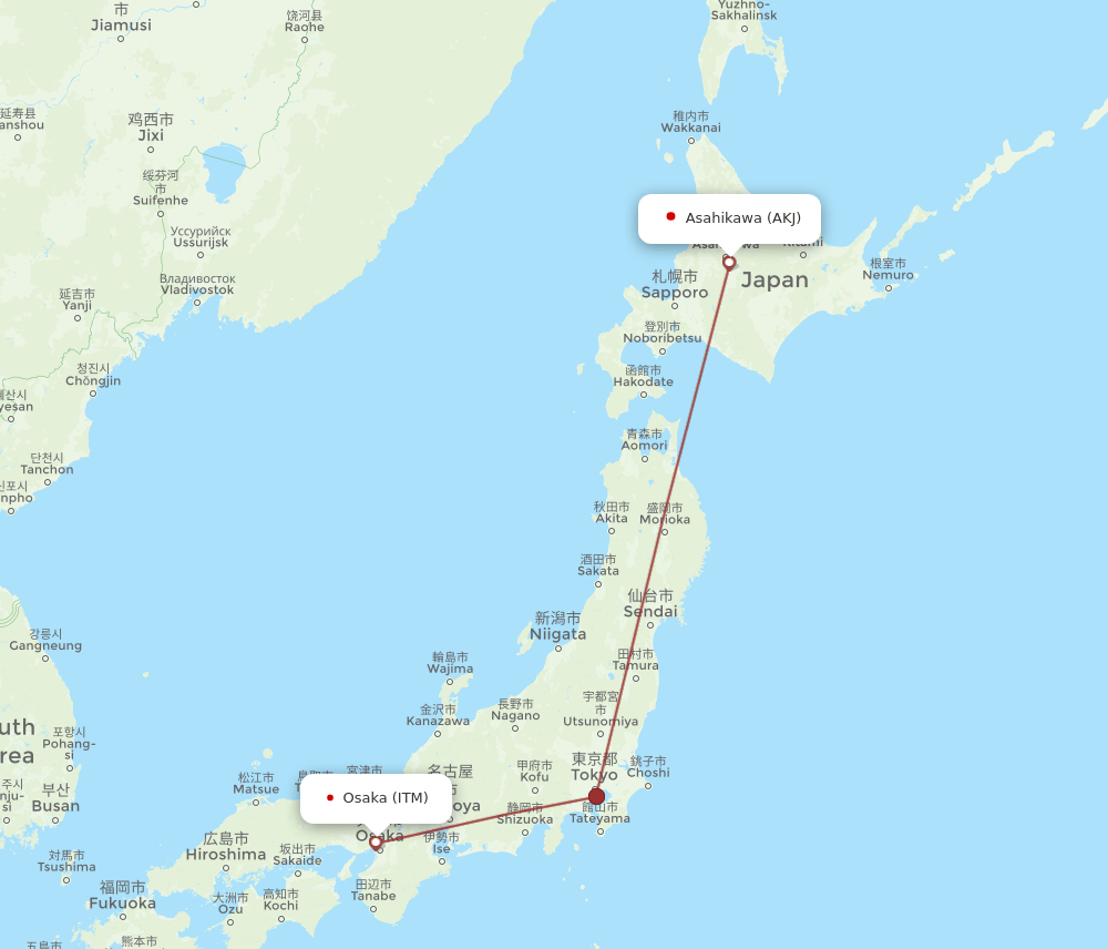 ITM-AKJ flight routes