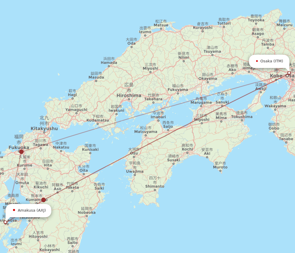 ITM to AXJ flights and routes map