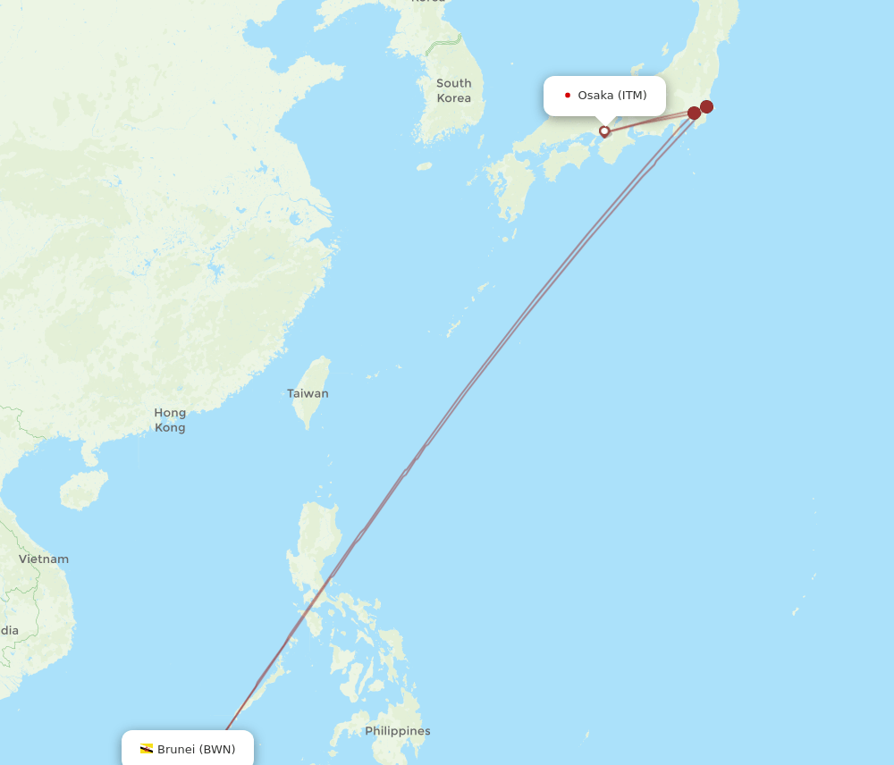 ITM-BWN flight routes
