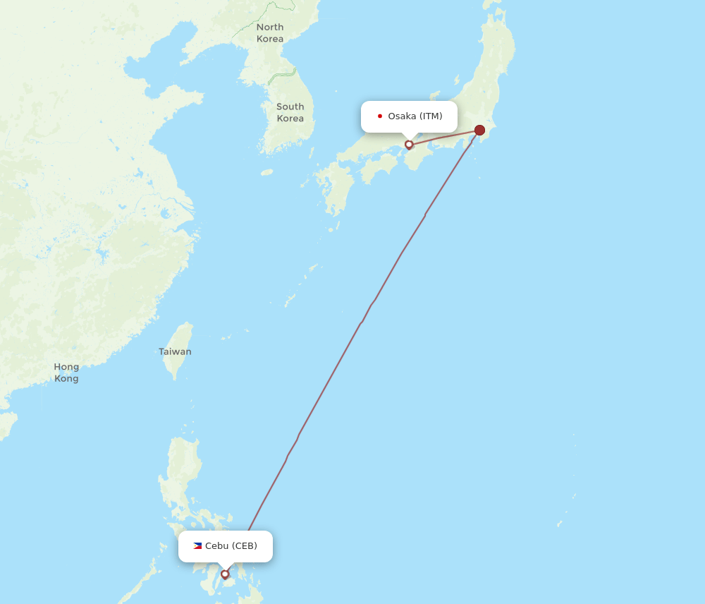 ITM to CEB flights and routes map