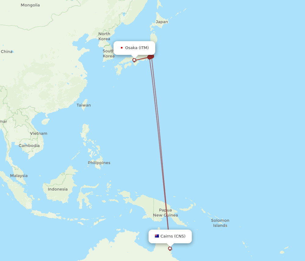 ITM to CNS flights and routes map