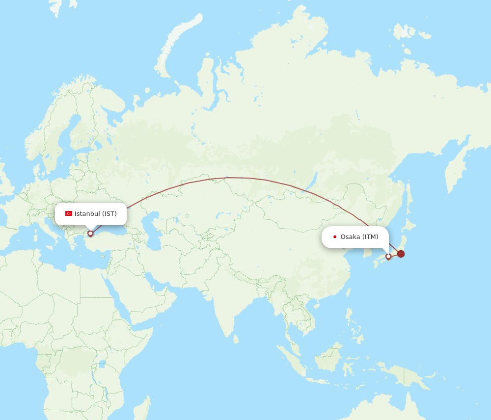ITM to IST flights and routes map