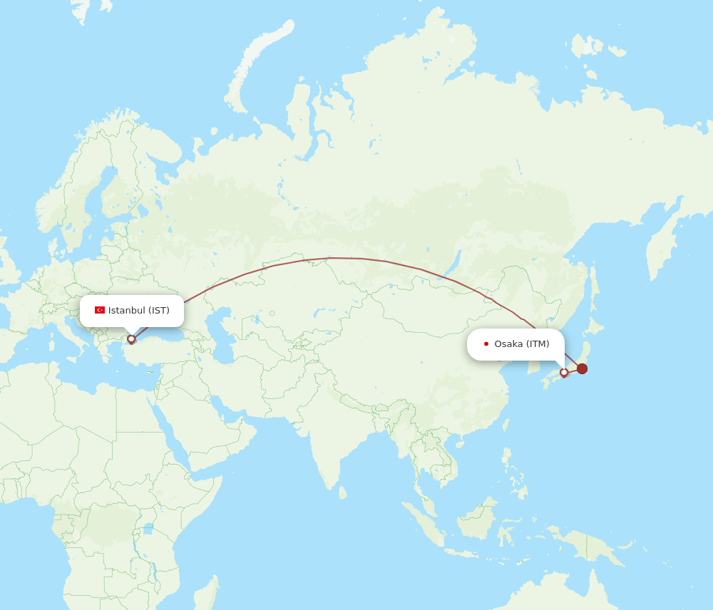 ITM to IST flights and routes map