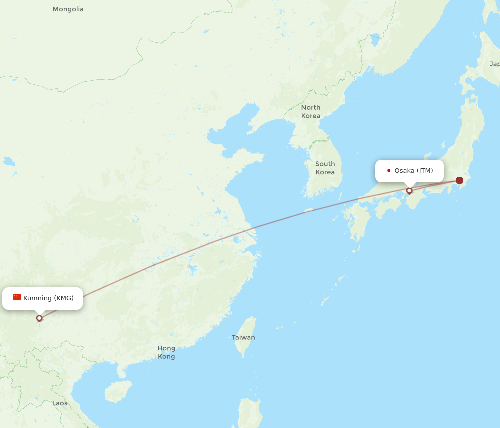 ITM-KMG flight routes