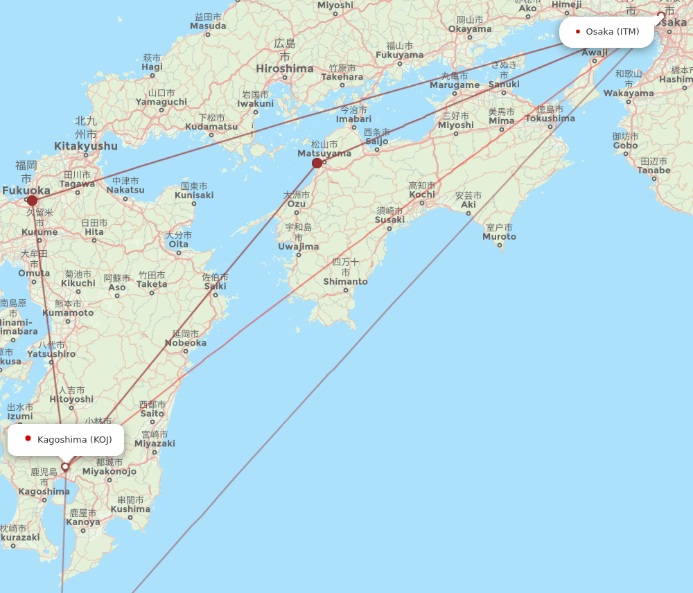 ITM to KOJ flights and routes map