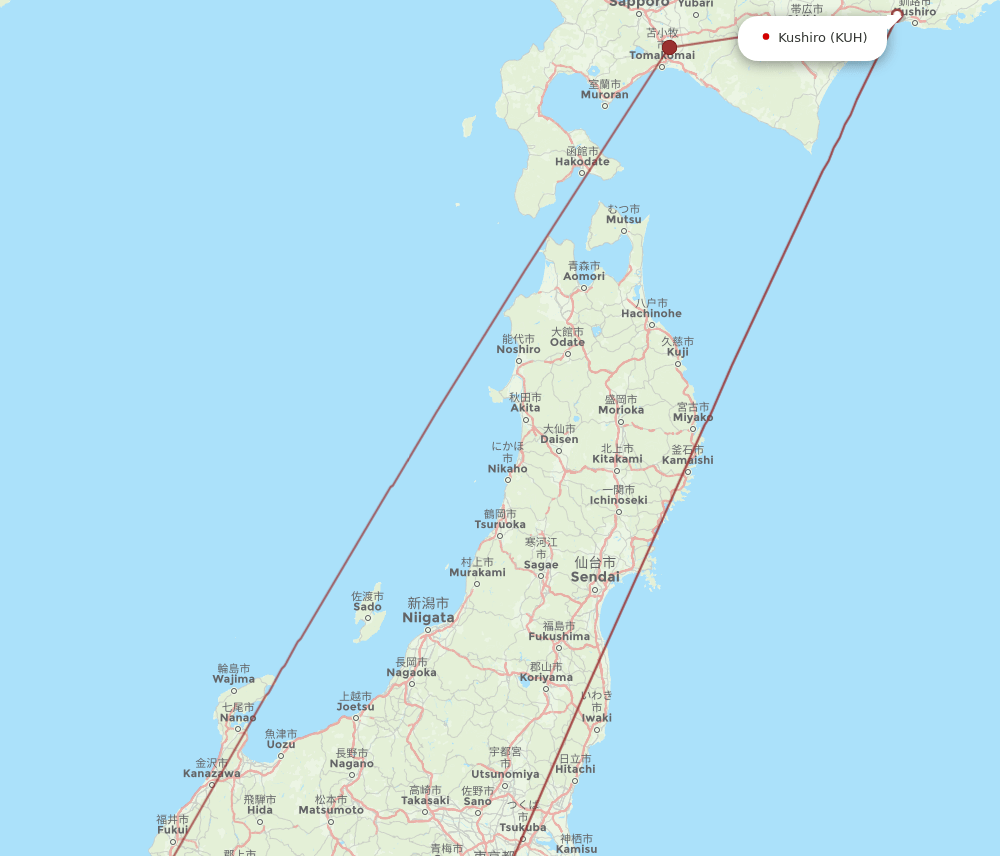 ITM to KUH flights and routes map