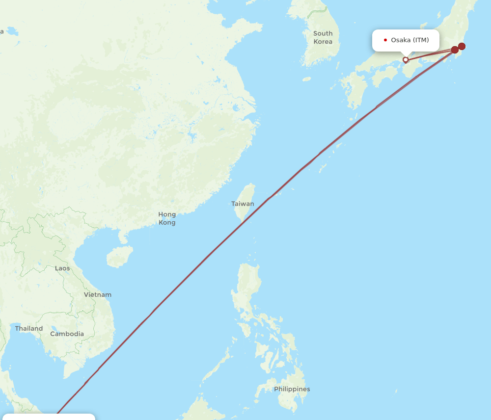 ITM to KUL flights and routes map