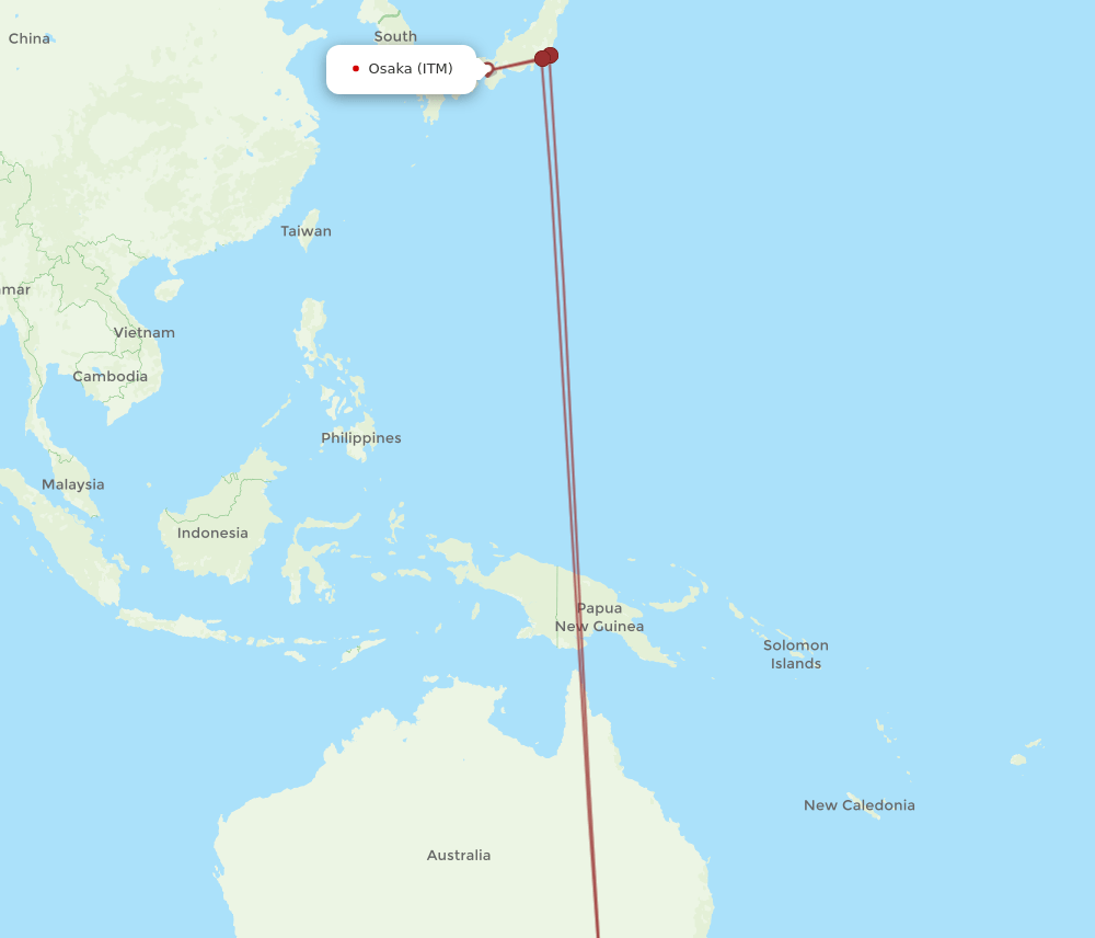 ITM to MEL flights and routes map