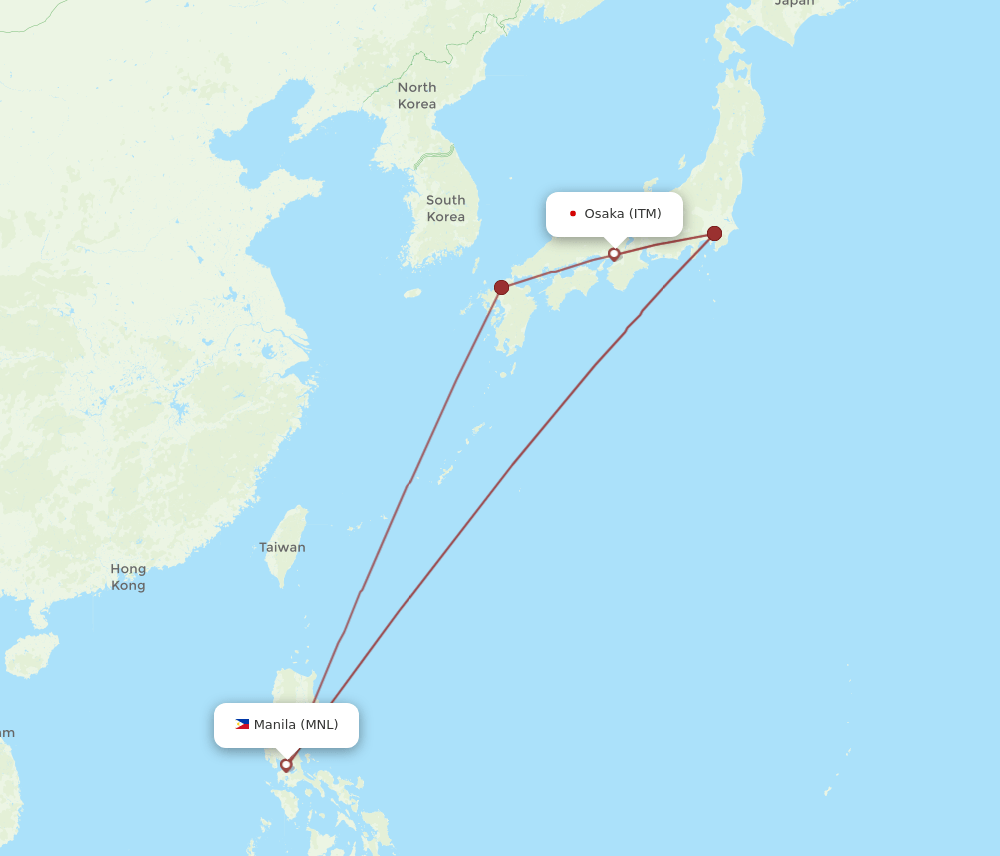ITM to MNL flights and routes map