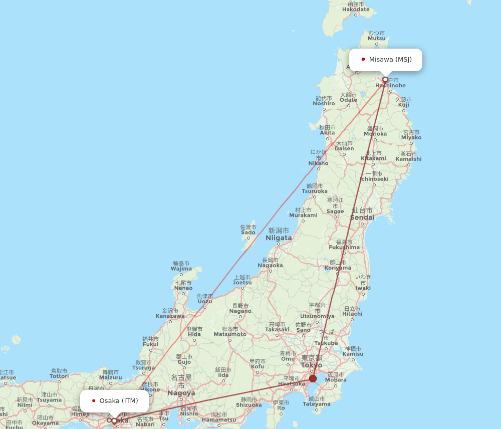ITM to MSJ flights and routes map