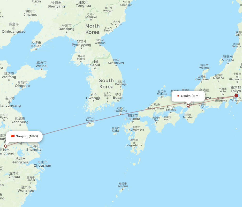 ITM-NKG flight routes
