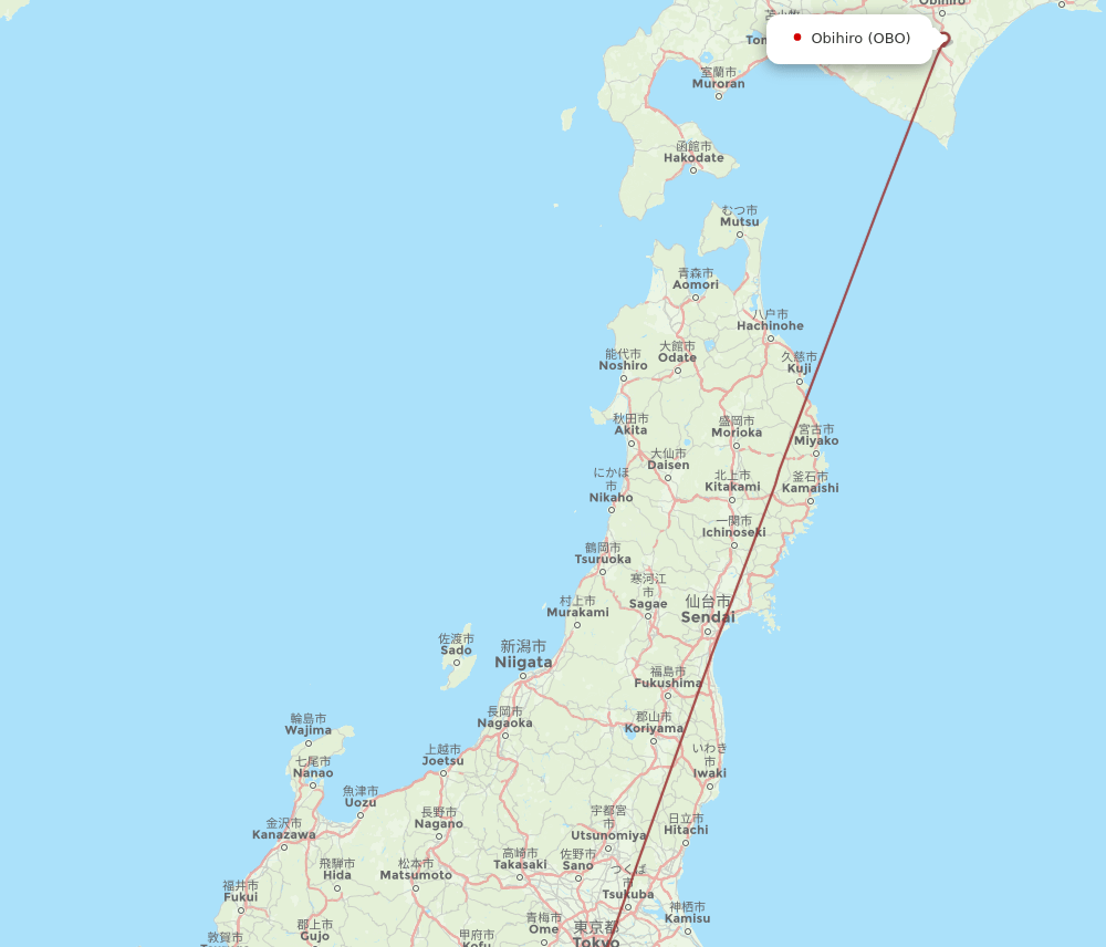 ITM to OBO flights and routes map