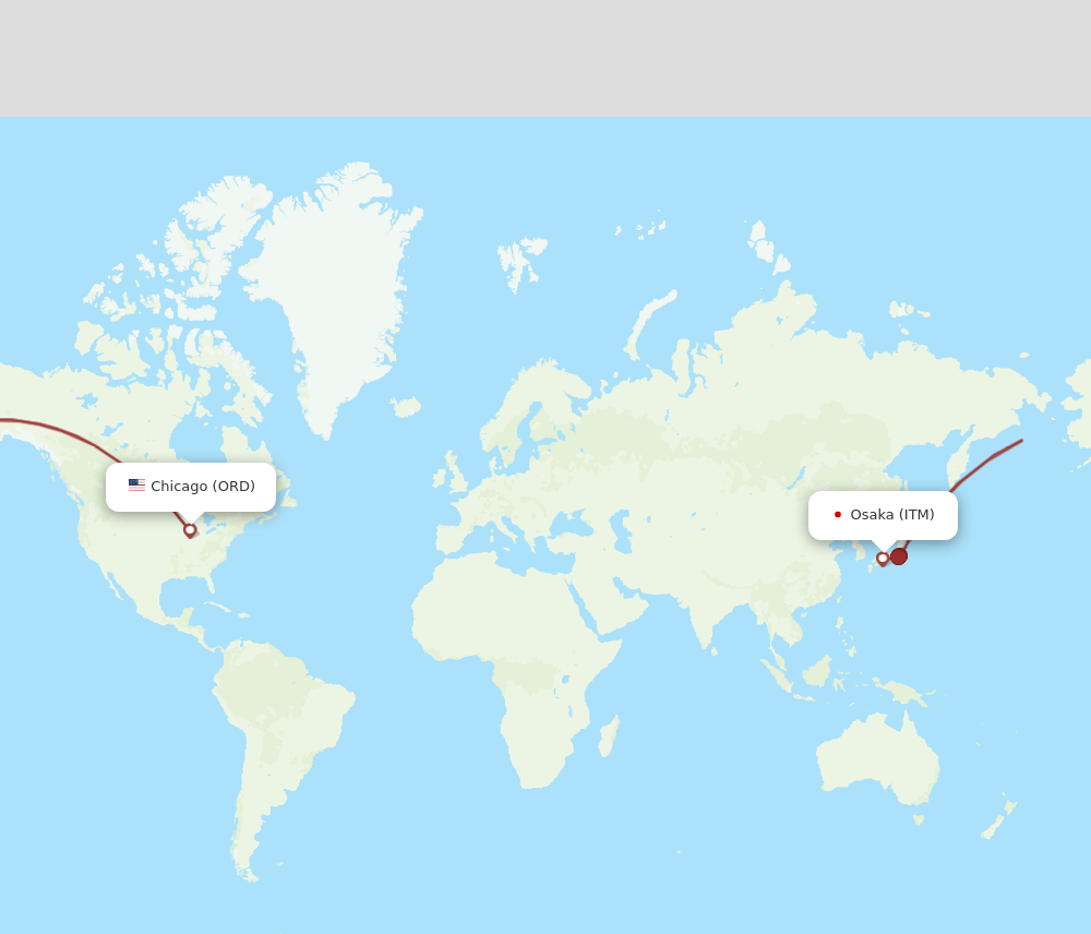 ITM to ORD flights and routes map