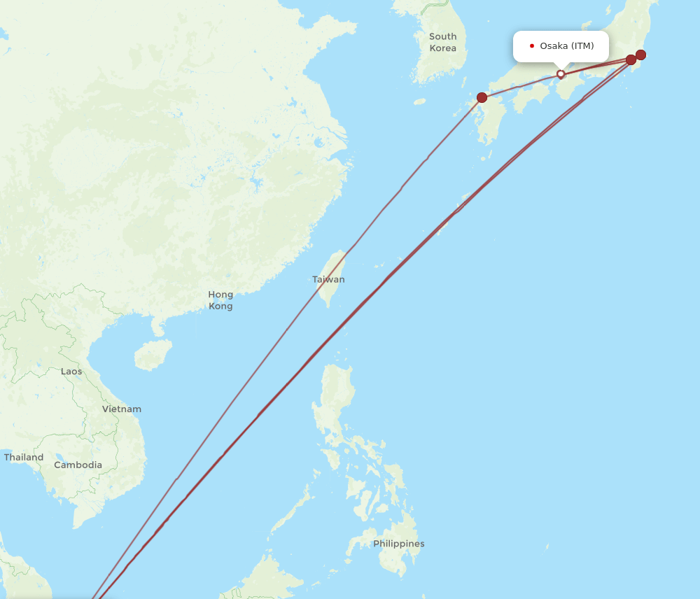 ITM to SIN flights and routes map