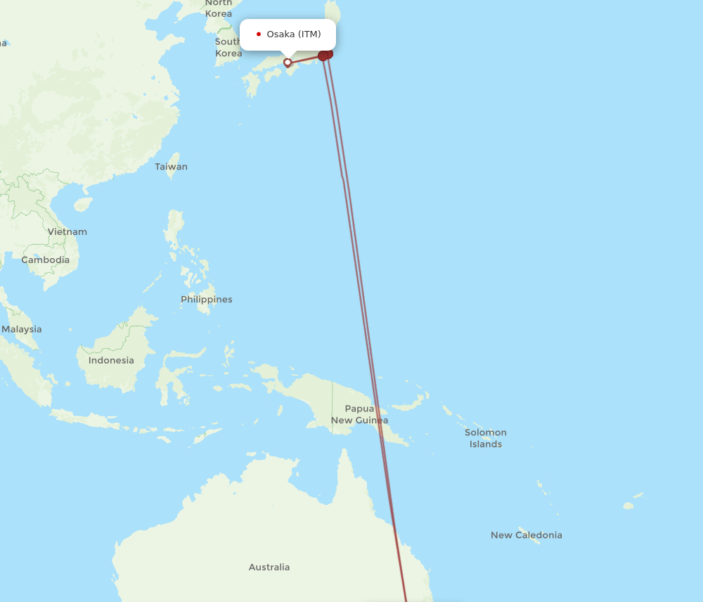 ITM to SYD flights and routes map
